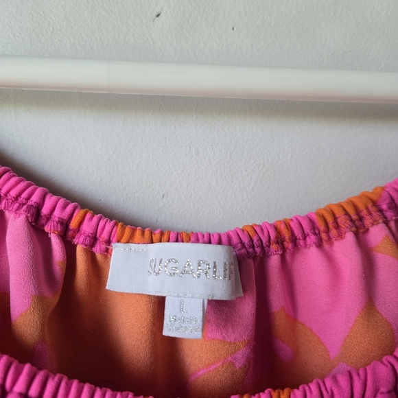 Sugarlips Pink and Orange Off-Shoulder Top L - Picture 3 of 7